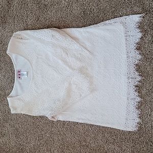 Three Pink Hearts Lace 3/4 Sleeve Top